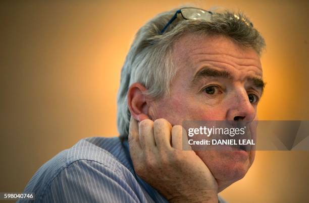 Chief Executive Officer of Irish airline Ryanair Michael O'Leary attends a press conference at a hotel in London on August 31, 2016. - Brexit will...