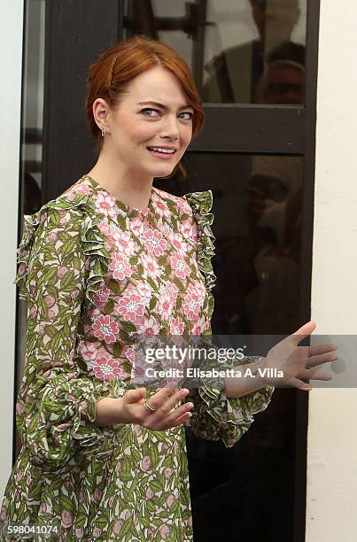 Emma Stone attends a photocall for 'La La Land' during the 73rd Venice Film Festival at Palazzo del Casino on August 31, 2016 in Venice, Italy.