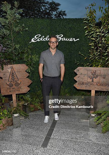 Actor Ryan Reynolds celebrates One Tree Initiative with Eddie Bauer and American Forests on August 30, 2016 in New York City.