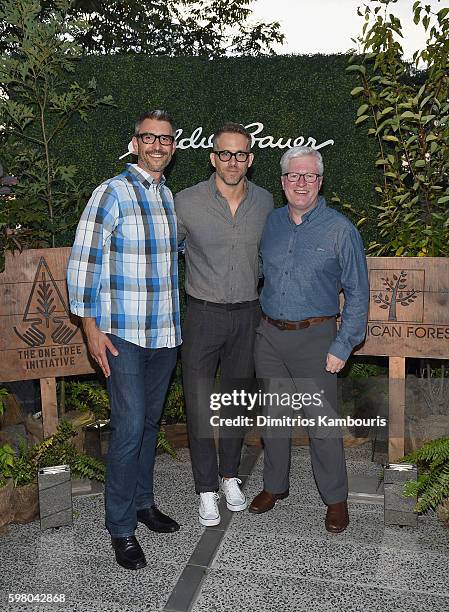 Senior Vice President, Chief Marketing Officer at Eddie Bauer Steve Hartman, actor Ryan Reynolds and CEO and President at American Forests Scott...