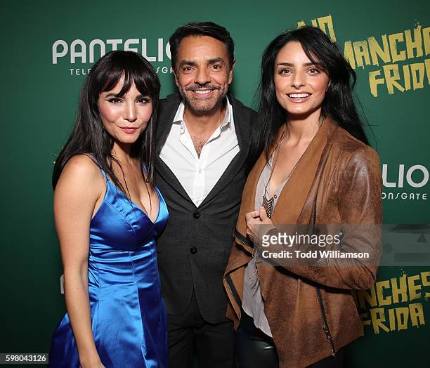 Martha Higareda, Eugenio Derbez and Aislinn Derbez attend the World Premiere of Pantelion's "No Manches Frida" on August 30, 2016 in Los Angeles,...