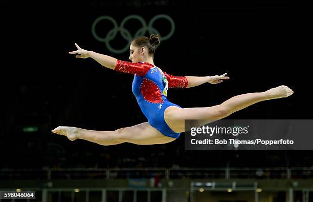 Aliya Mustafina of Russia on the beam during the Women's qualification for Artistic Gymnastics on Day 2 of the Rio 2016 Olympic Games at the Rio...