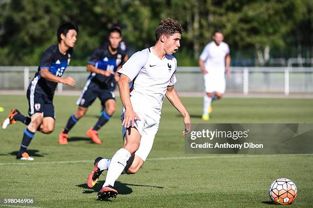 Romain Perraud of France during the international friendly u20 match between France and Japan at Centre National du Football on August 31, 2016 in...