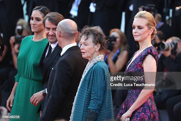 Jury members Lorenzo Vigas, Joshua Oppenheimer, Laurie Anderson and Nina Hoss attend the opening ceremony and premiere of 'La La Land' during the...