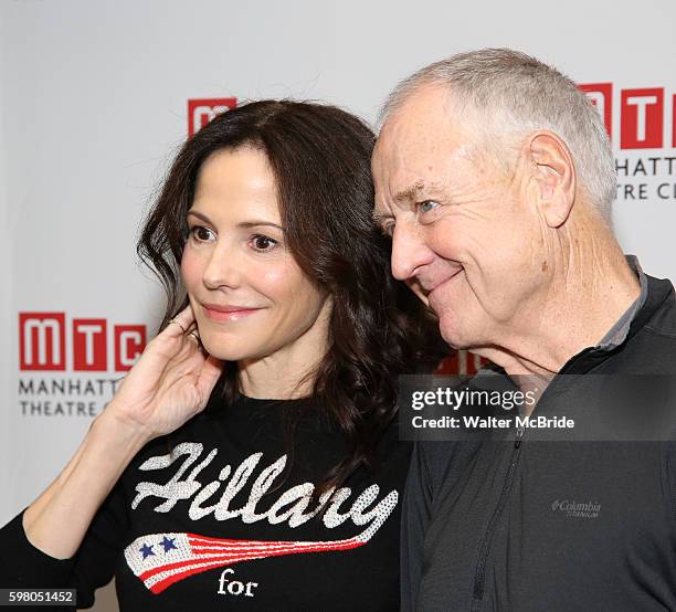 Mary-Louise Parker and Denis Arndt attend the 'Heisenberg' Cast Photocall at the Manhattan Theater Club on August 31, 2016 in New York City.