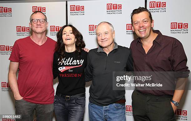 Mark Brokaw, Mary-Louise Parker, Denis Arndt and Simon Stephens attends the 'Heisenberg' Cast Photocall at the Manhattan Theater Club on August 31,...
