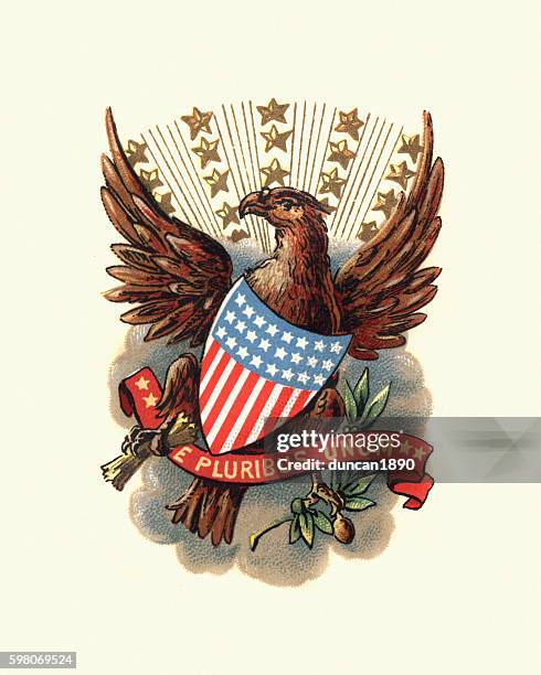 coat of arms of usa, 1898 - american flag eagle stock illustrations