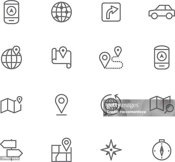 icon set, navigation - compass city stock illustrations