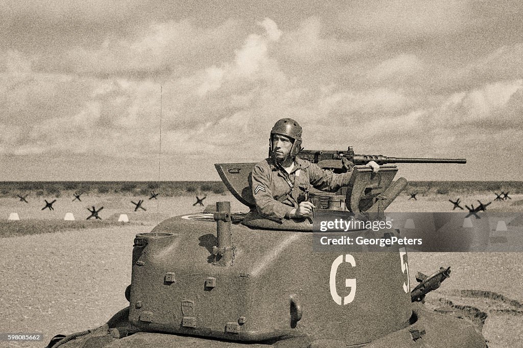 World War 2 Armored Tank on Beach