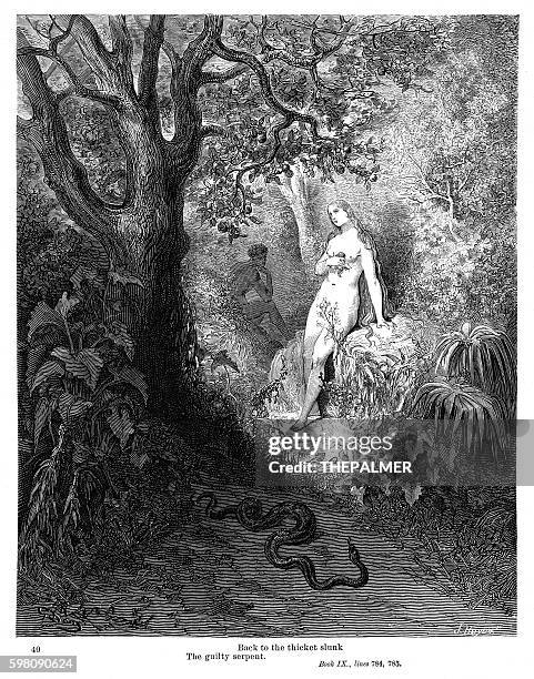 the guilty serpent 1885 - man hell stock illustrations
