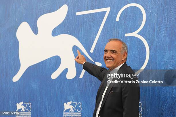 Alberto Barbera attends the photocall of the jury during the 73rd Venice Film Festival on August 31, 2016 in Venice, Italy.