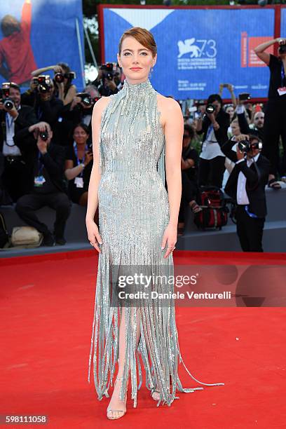 Emma Stone attends the opening ceremony and premiere of 'La La Land' during the 73rd Venice Film Festival at Sala Grande on August 31, 2016 in...