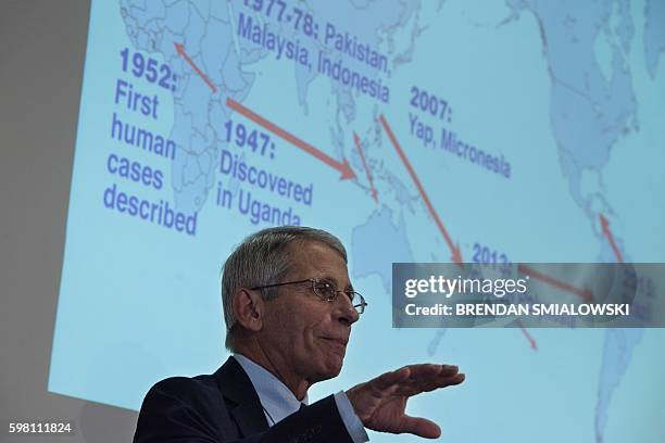 Dr. Anthony Fauci, director of the National Institute of Allergy and Infectious Diseases, listens during a discussion about the Zika virus during an...