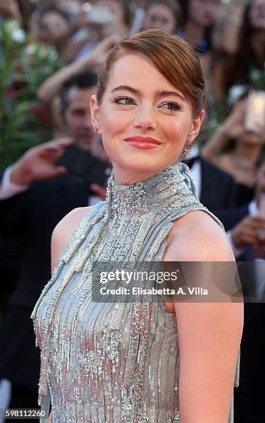 Emma Stone attends the opening ceremony and premiere of 'La La Land' during the 73rd Venice Film Festival at Sala Grande on August 31, 2016 in...