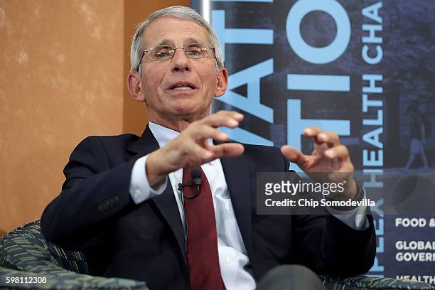 The U.S. National Institutes of Allergy and Infectious Disease Director Dr. Anthony Fauci participates in a panel discussion on the Zika virus at the...
