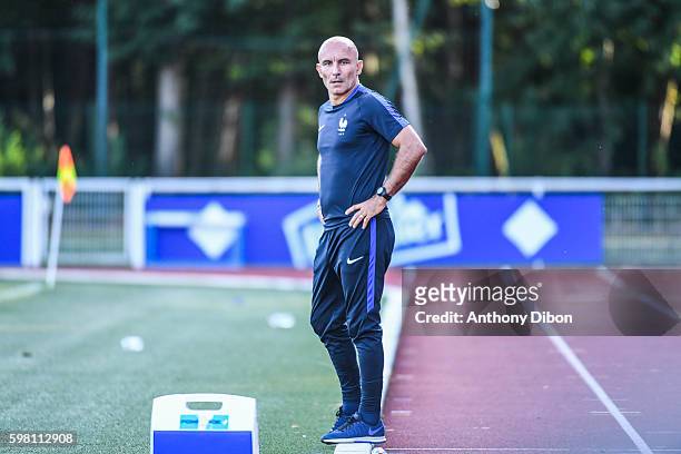 Ludovic Batelli coach of France during the international friendly u20 match between France and Japan at Centre National du Football on August 31,...