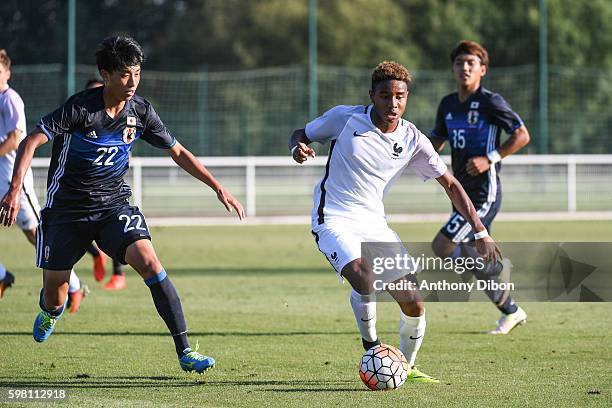 Christpoher Nkunku of France during the international friendly u20 match between France and Japan at Centre National du Football on August 31, 2016...