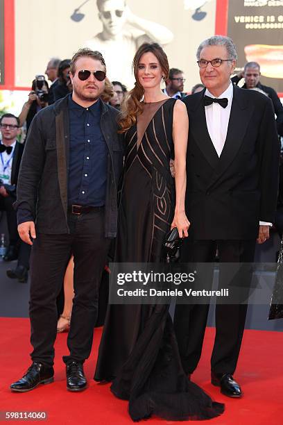 Opera Prima - Luigi de Laurentis' jury members Brady Corbet, Pilar Lopez de Ayala and guest attend the photocall of the jury during the 73rd Venice...