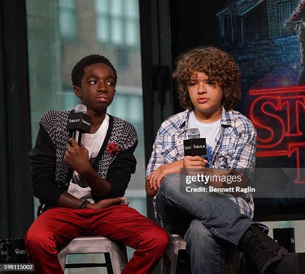 Actors Caleb McLaughlin and Gaten Matarazzo attend BUILD Series at AOL HQ on August 31, 2016 in New York City.