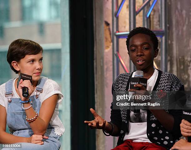 Millie Bobby Brown and Caleb McLaughlin attend BUILD Series at AOL HQ on August 31, 2016 in New York City.