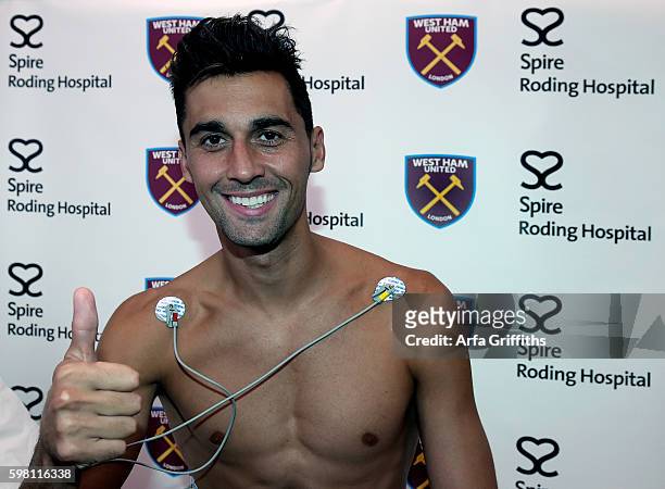 Alvaro Arbeloa has his medical at Spire Roding Hospital prior to being unveiled as West Ham United's latest signing on August 31, 2016 in Stratford,...