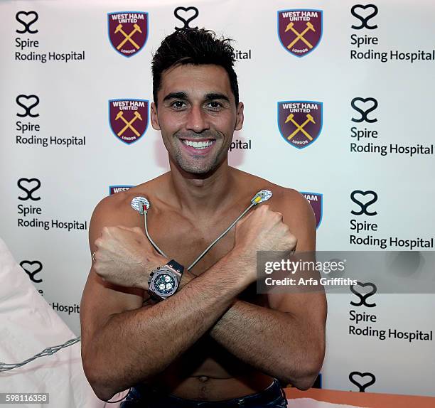 Alvaro Arbeloa has his medical at Spire Roding Hospital prior to being unveiled as West Ham United's latest signing on August 31, 2016 in Stratford,...