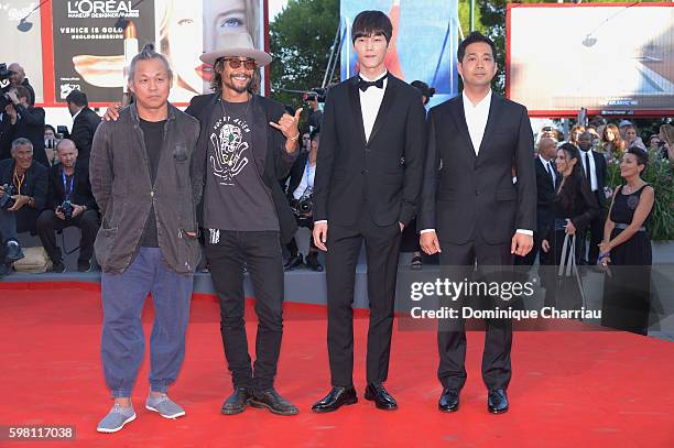 Ryoo Seung-Bum , director Kim Ki-duk and guests attend the opening ceremony and premiere of 'La La Land' during the 73rd Venice Film Festival at Sala...