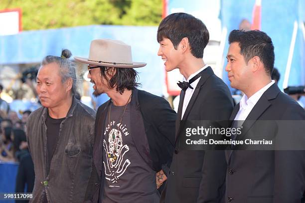 Ryoo Seung-Bum , director Kim Ki-duk and guests attend the opening ceremony and premiere of 'La La Land' during the 73rd Venice Film Festival at Sala...