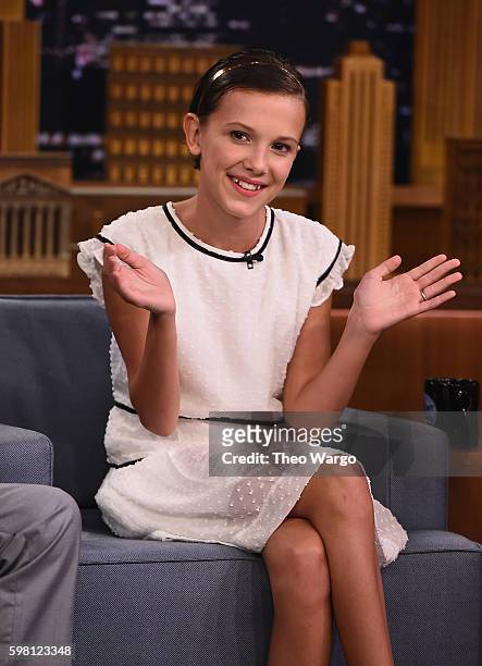 Millie Bobby Brown visits "The Tonight Show Starring Jimmy Fallon" at Rockefeller Center on August 31, 2016 in New York City.