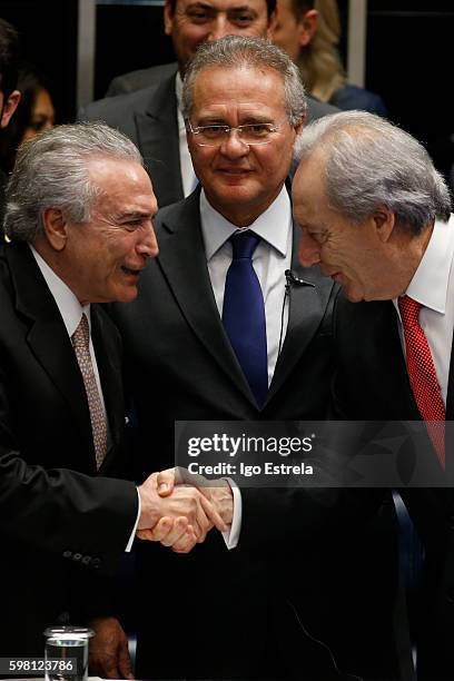 Michel Temer is sworn in as Interim President following the impeachment of President Dilma Rousseff August 31, 2016 in Brasilia, Brazil. The...