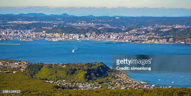 kagoshima city view,japan - kagoshima prefecture fotografías e imágenes de stock