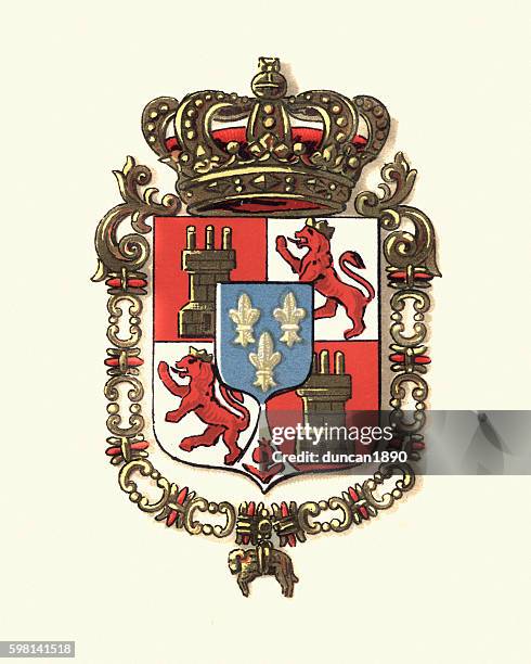 ilustrações de stock, clip art, desenhos animados e ícones de coat of arms of spain, 1898 - insígnia
