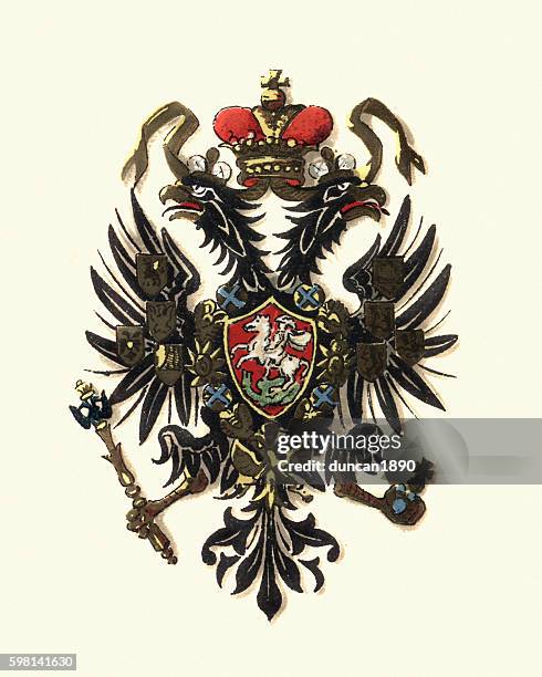 coat of arms of russia, 1898 - aquila heliaca stock illustrations