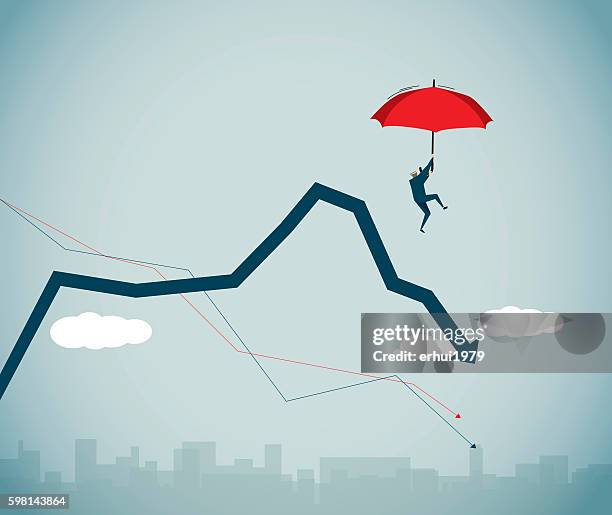 stockillustraties, clipart, cartoons en iconen met financial crisis - parachute