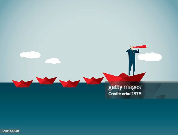 leadership - paper boat stock illustrations