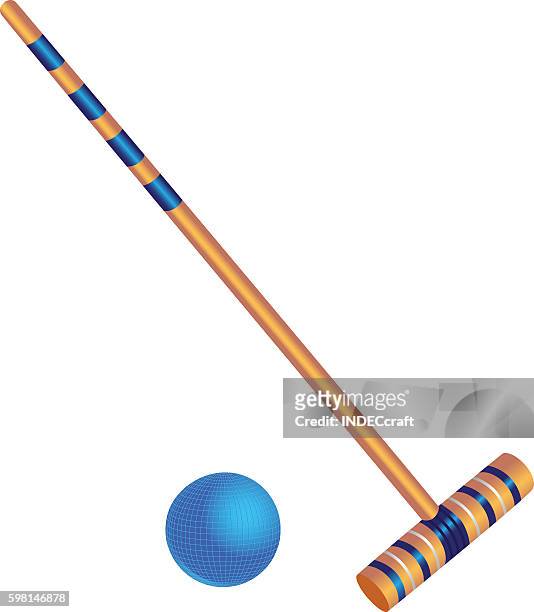 croquet ball with mallet - cricket game fun stock illustrations