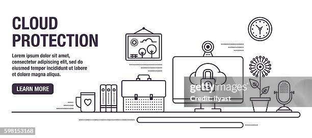 cloud protection - shared office stock illustrations