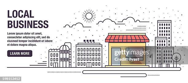 local business - grocery store window stock illustrations