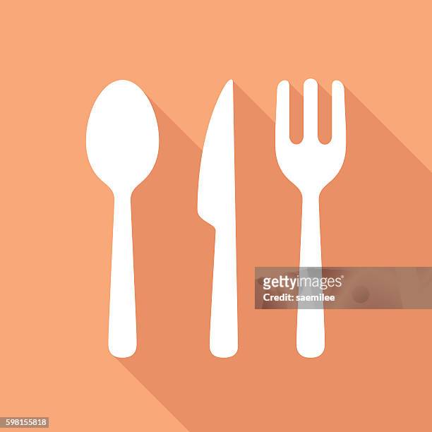 cutlery icon white - fork stock illustrations