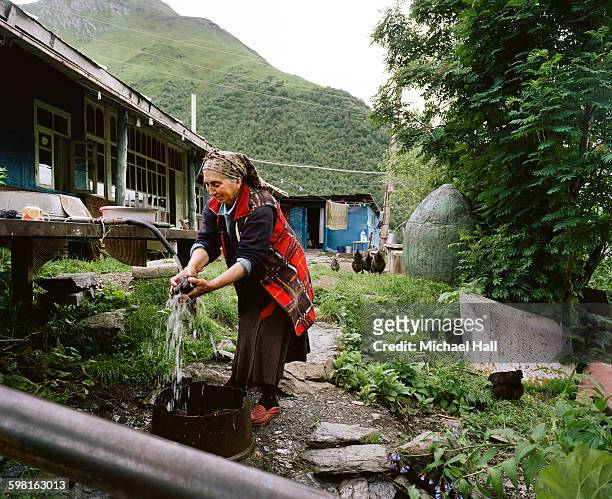 Georgian woman at home in remote village