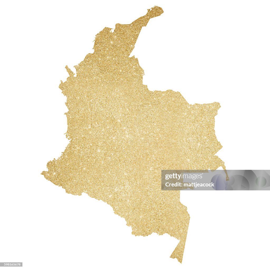 Colombia gold glitter map