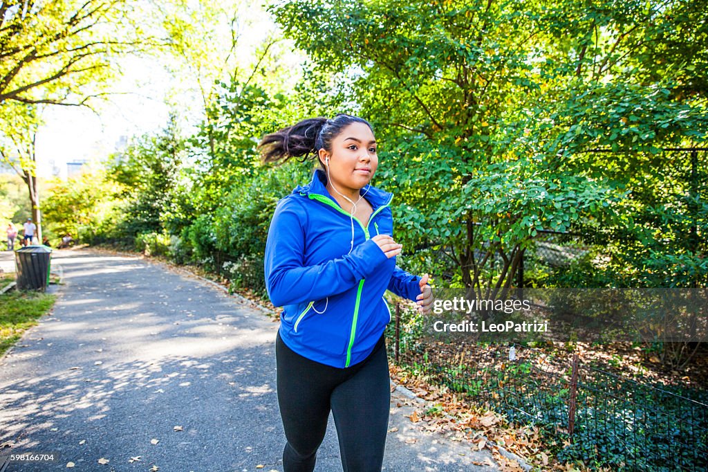 Woman running in Central Park New York