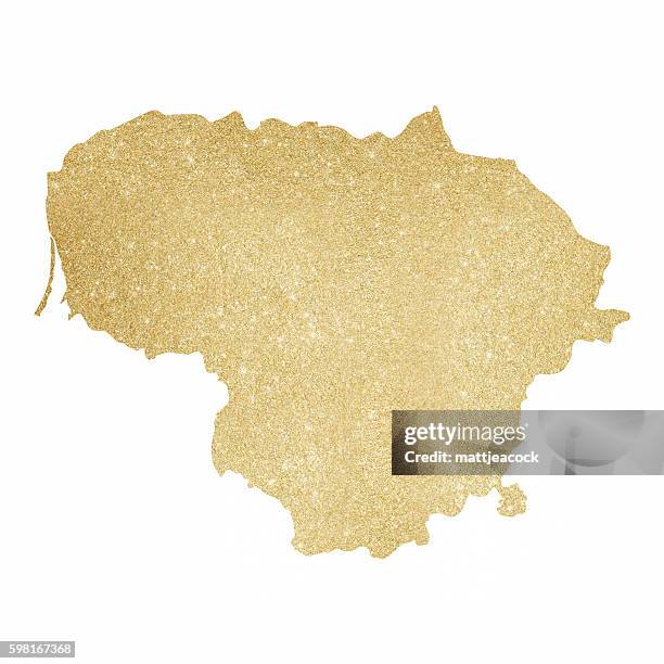 lithuania gold glitter map - glitter border stock illustrations