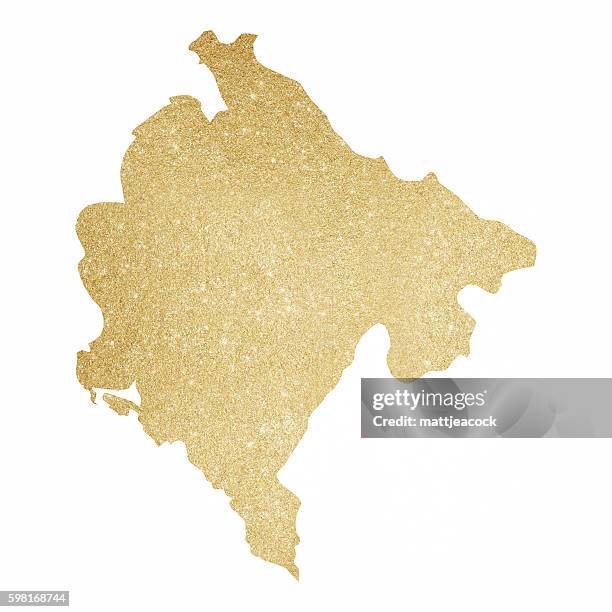 montenegro gold glitter map - glitter border stock illustrations