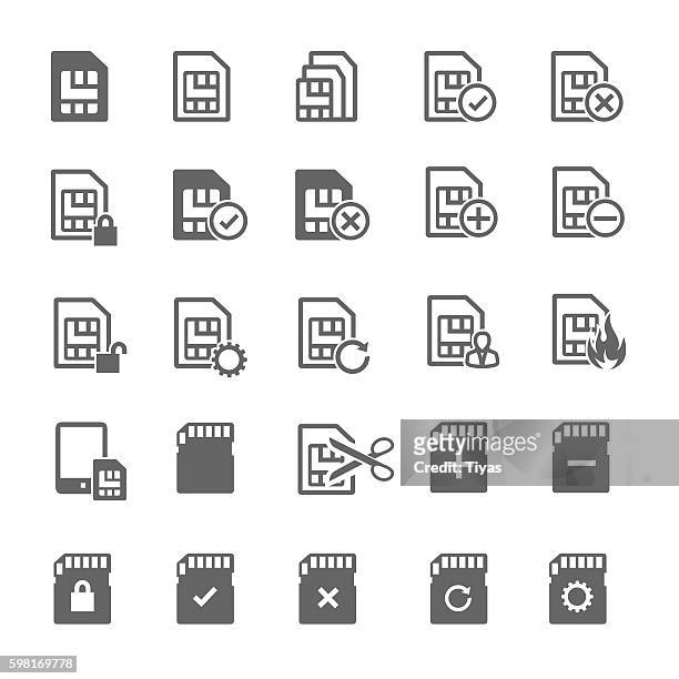 stockillustraties, clipart, cartoons en iconen met sim card icons - card file