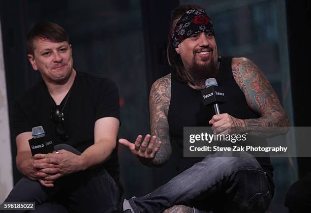 Ray Luzier and Reggie Arvizu attend Build Series to disuss "The Serenity of Suffering" at AOL HQ on August 31, 2016 in New York City.