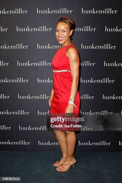 German actress Dominique Siassia attends the presentation of the new Hunkemoeller Brand Ambassador at Hotel De Rome on August 31, 2016 in Berlin,...