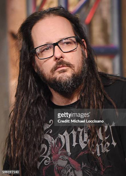 Musician Jonathan Davis of Korn attends the BUILD Series to discuss the band's newest studio album "The Serenity Of Suffering" at AOL HQ on August...