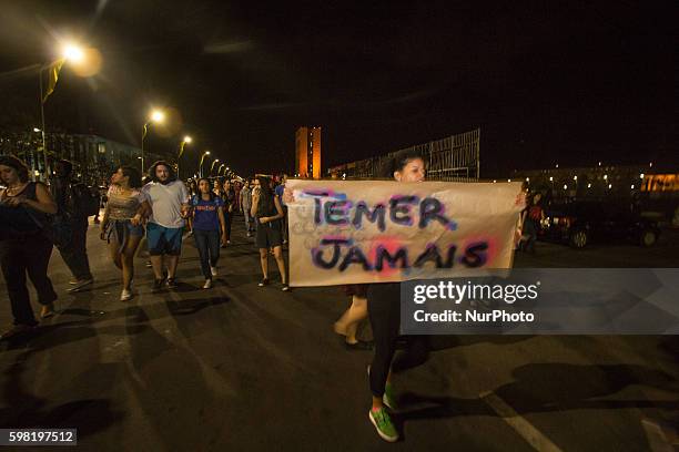 Pro Formal President Dilma Protestor gather at the Esplanada dos Ministerios in Brasilia, on 31 August 2016 after the Impeachment. At the end of the...