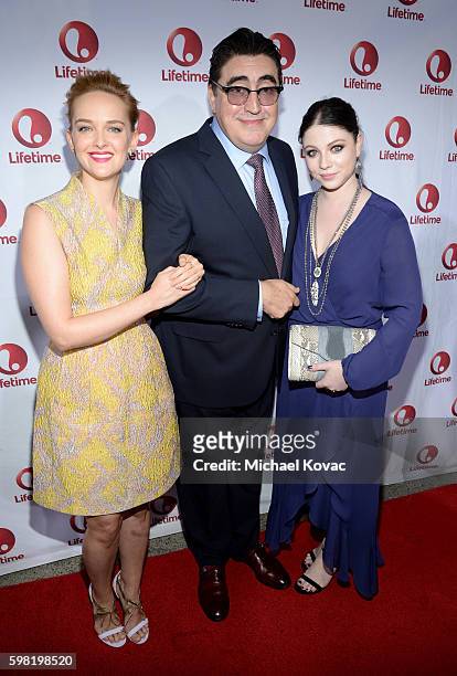 Actors Jess Weixler, Alfred Molina, and Michelle Trachtenberg attend the Los Angeles screening of Lifetime's 'Sister Cities' at Paramount Theatre on...